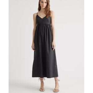 Quince Women's Black 100% Organic Cotton Sleeveless Maxi Dress Size XS